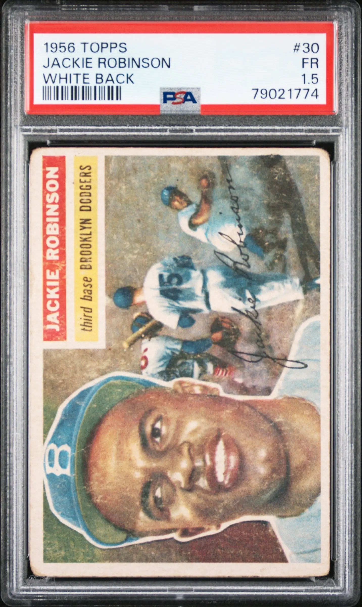 1956 Topps Jackie Robinson baseball card #30 White Back PSA 1.5 Fair trading card