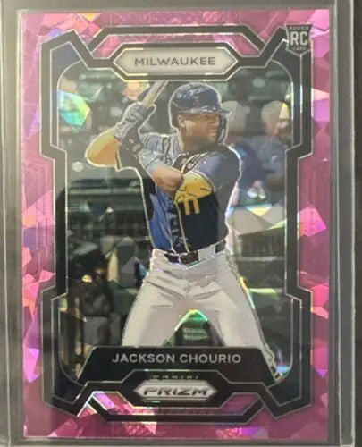 Jackson Chourio RC 2024 Prizm Pink Ice baseball card #277 for Brewers collection