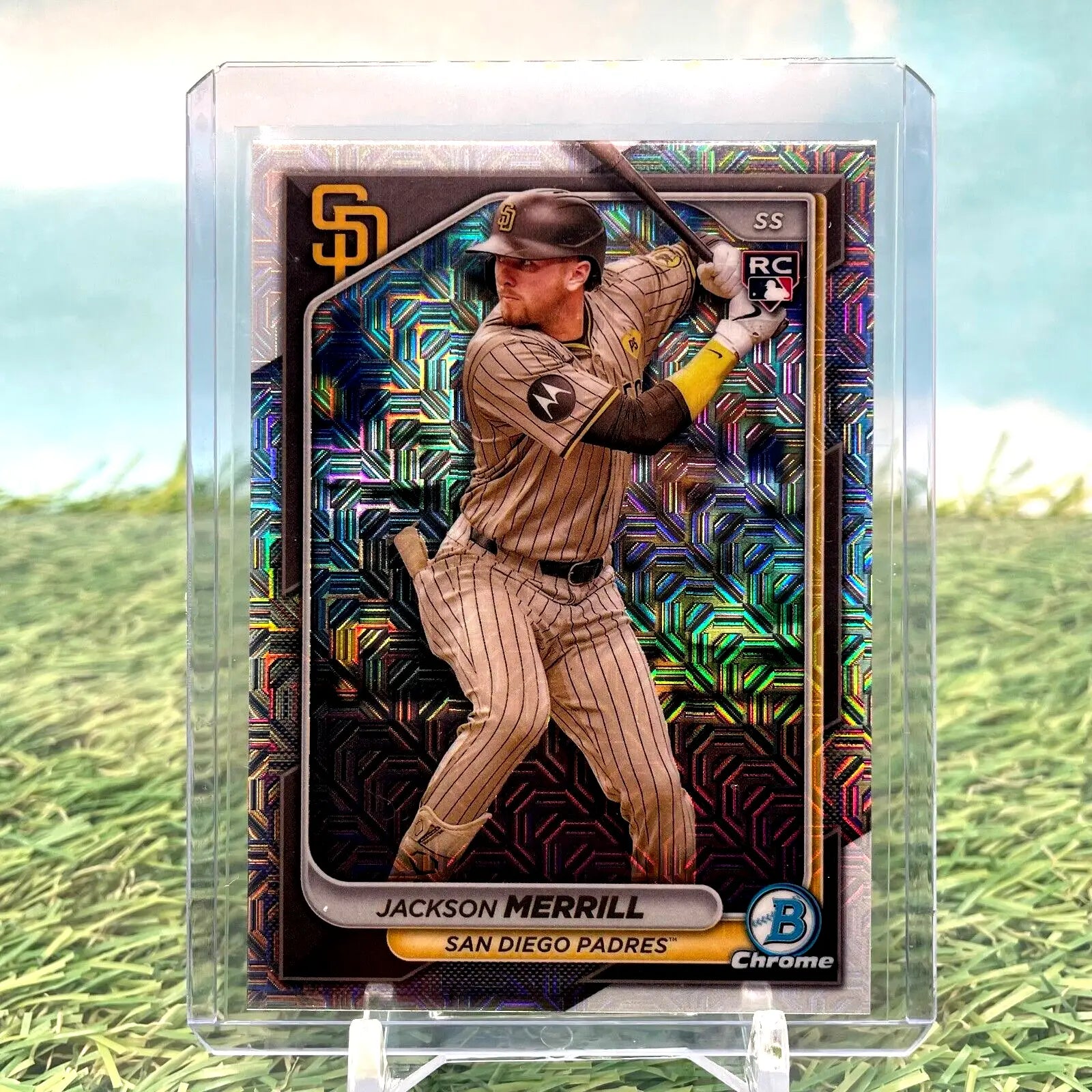 Jackson Merrill 2024 Bowman Rookie Mega Mojo Refractor baseball card San Diego Padres