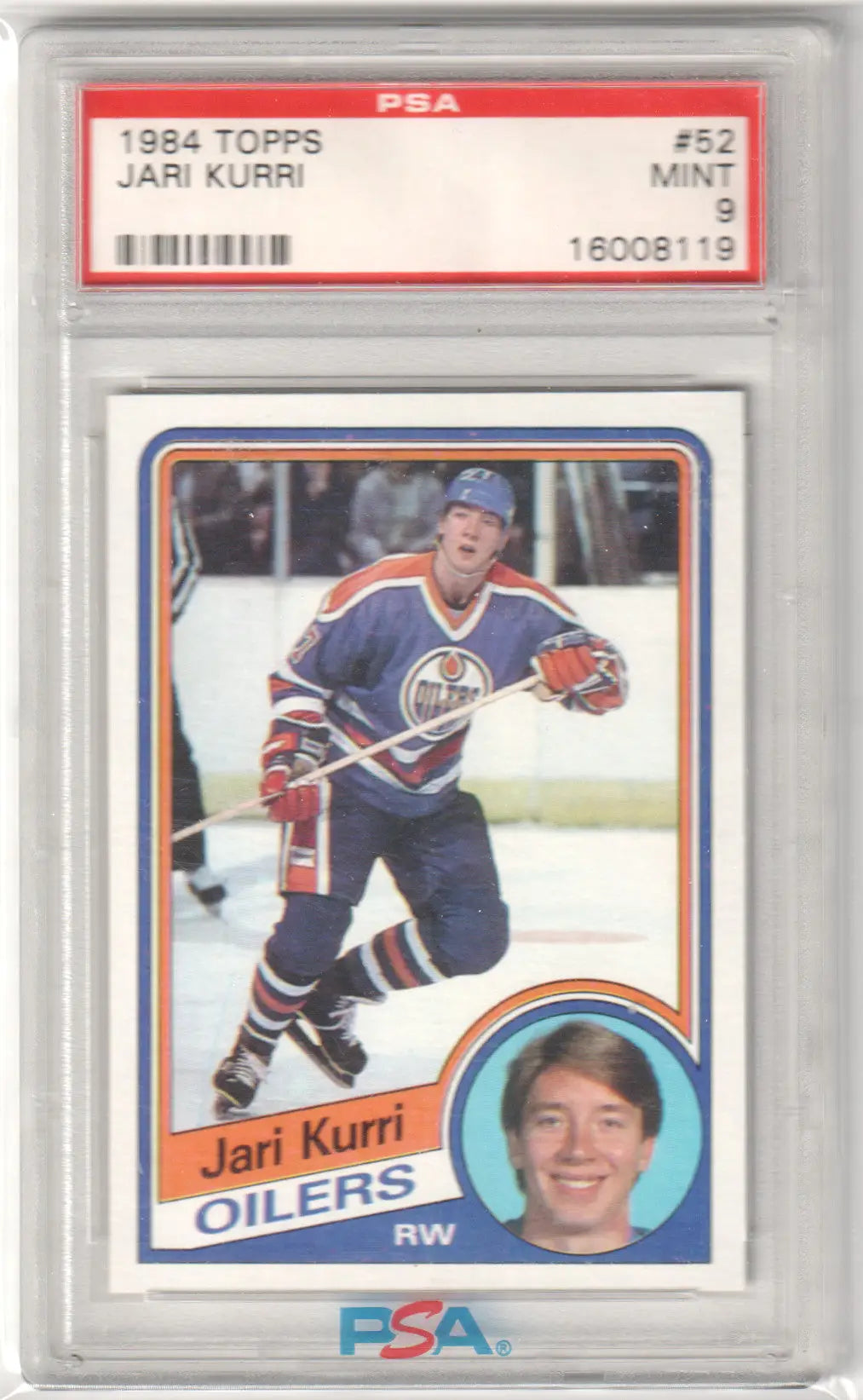 PSA-graded 1984 Topps Jari Kurri Oilers trading card available at Columbia Hobby