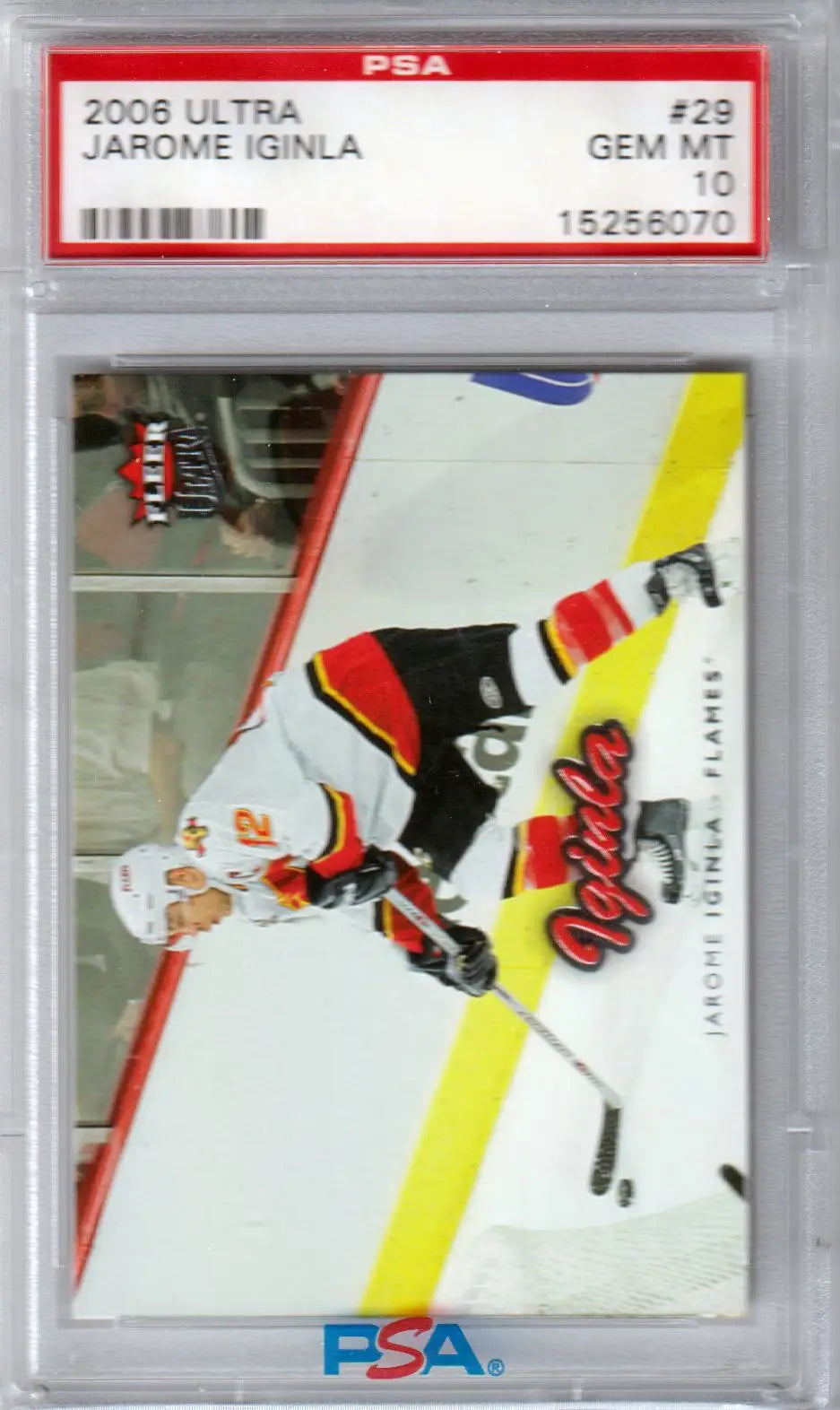 PSA-graded Jarome Iginla 2006-07 Ultra trading card in Flames uniform from Columbia Hobby