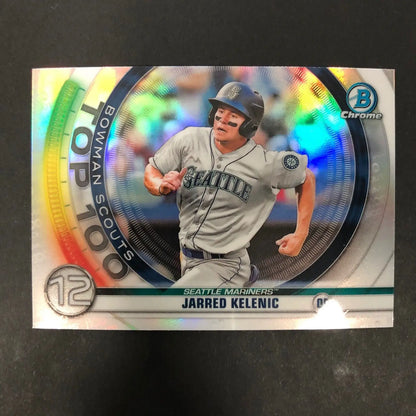 Jarred Kelenic Bowman Chrome 2020 Top 100 Insert baseball card for Seattle Mariners