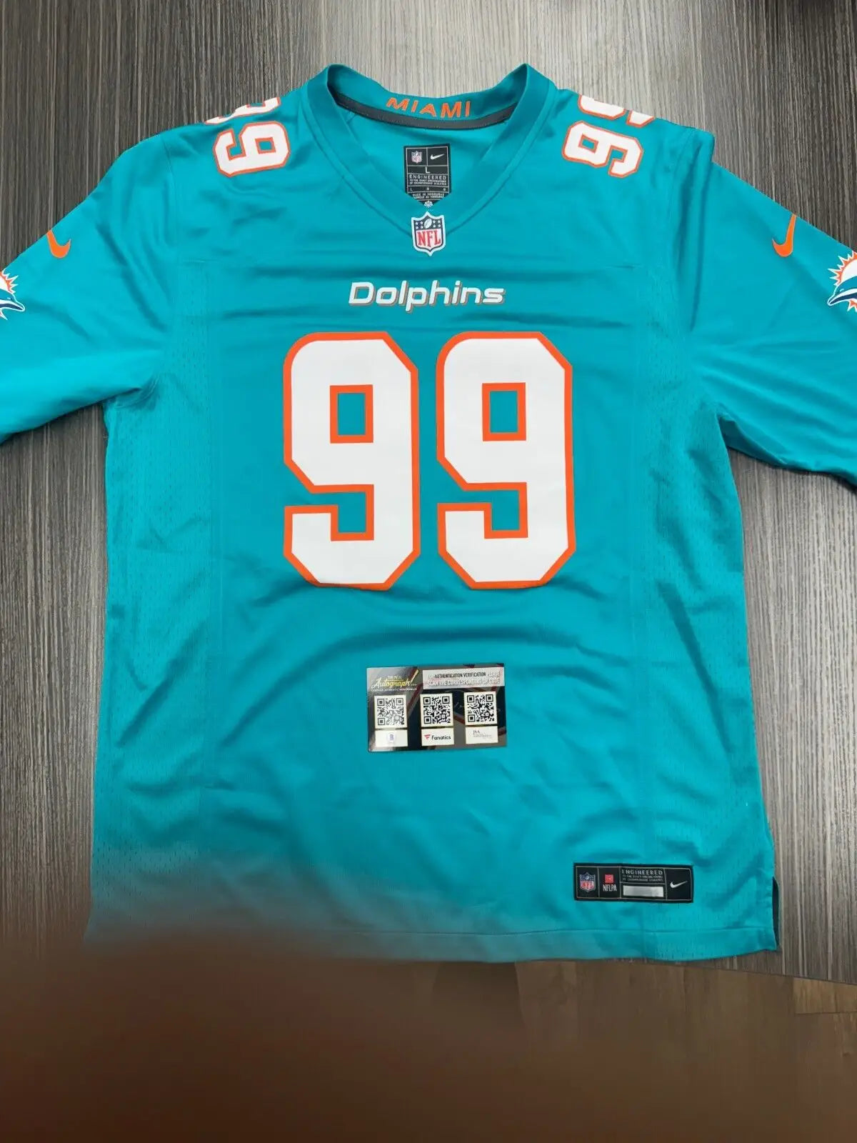 Jason Taylor Signed Nike Authentic Miami Dolphins Jersey with Beckett COA