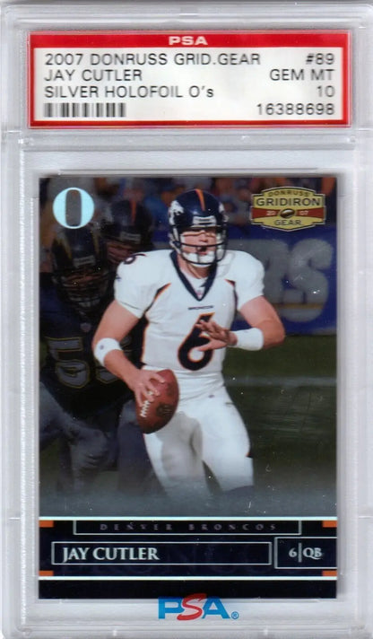 PSA-graded 2007 Donruss Gridiron Gear Silver Holofoil card, JAY CUTLER, Broncos, Columbia Hobby