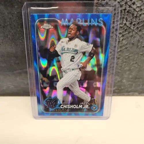 Jazz Chisholm Jr. 2024 Topps Chrome Blue Raywave Refractor card #d /150 for collectors