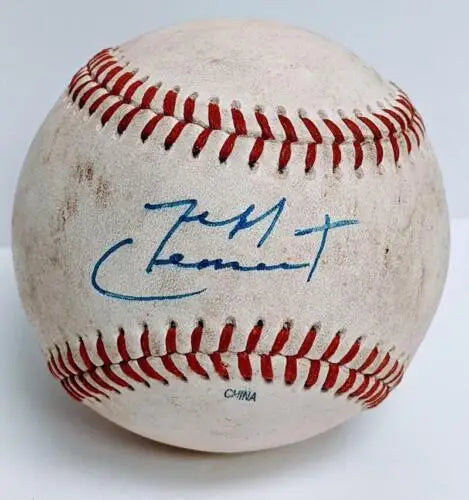 Autographed Jeff Clement baseball with red stitching from Beloit Snappers Minnesota Twins