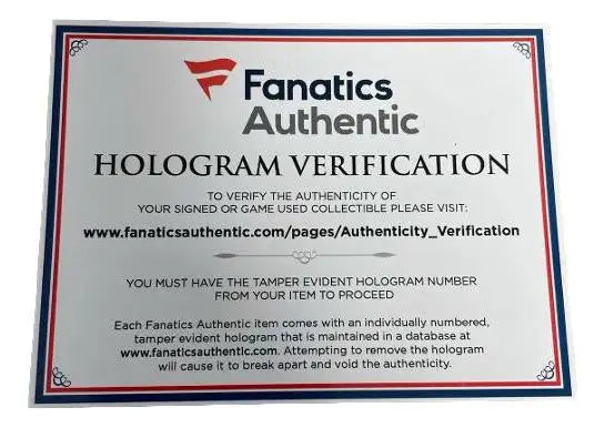 Hologram verification card for Jeremy Swayman autographed Bruins hockey puck