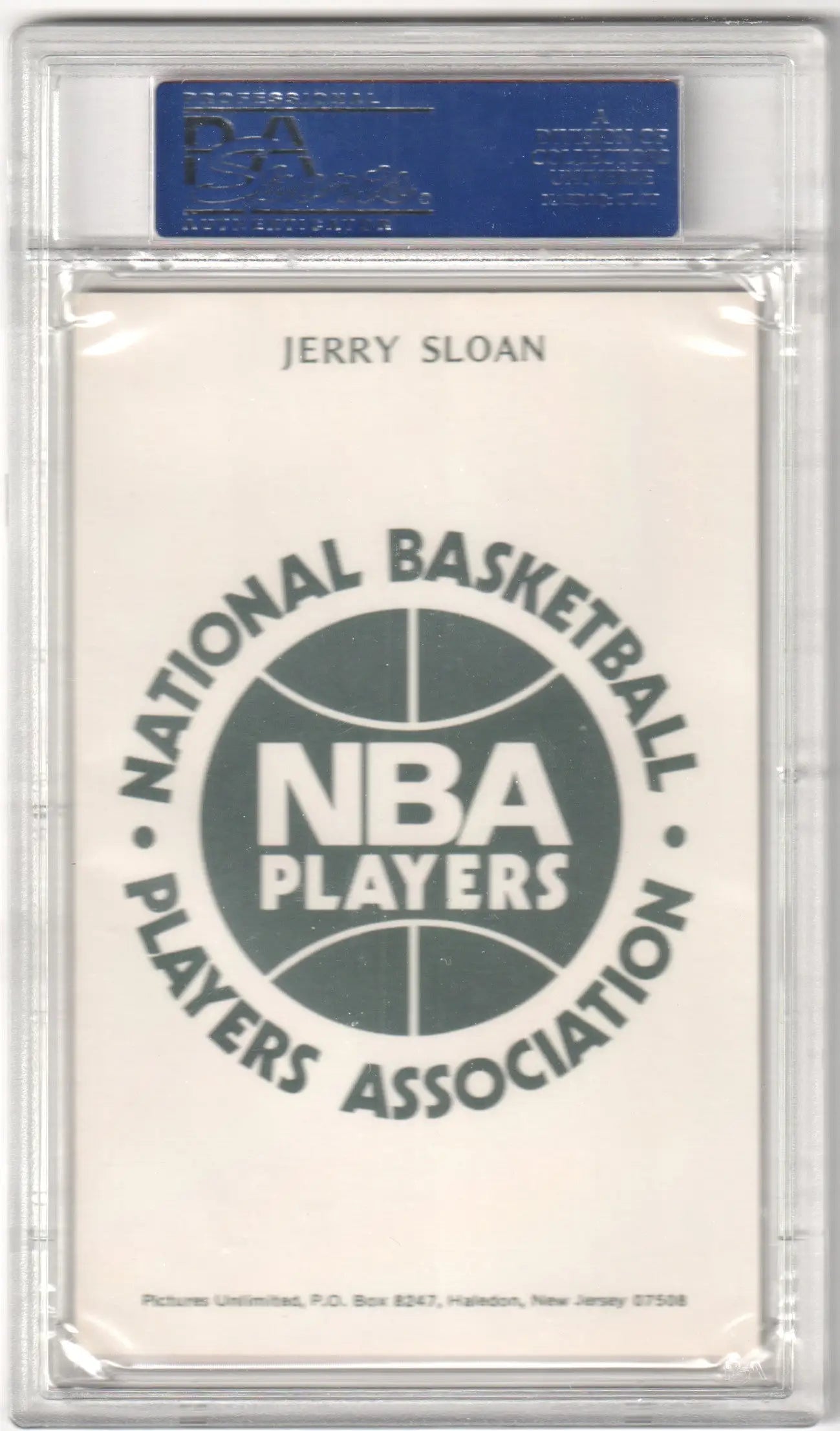 NBA Players Association logo card in protective case for Jerry Sloan 1973 Postcard PSA 6