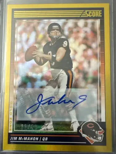 Jim McMahon autographed football card from 2024 Score Gold Zone Parallel edition