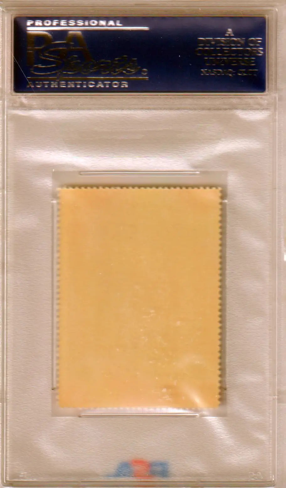 Yellow fabric sealed in clear sleeve for Jim Turner Yankees Stamps from Columbia Hobby