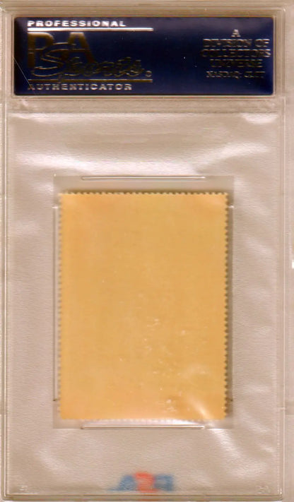 Yellow fabric sealed in clear sleeve for Jim Turner Yankees Stamps from Columbia Hobby