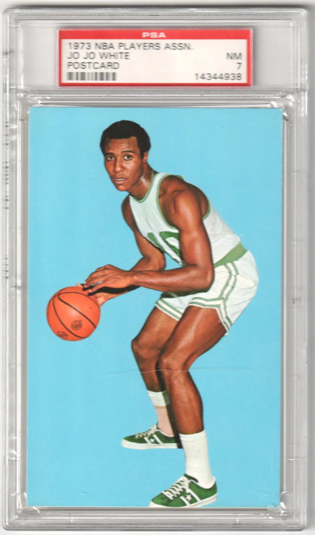 PSA-graded Jo Jo White 1973 NBA Players Association postcard featuring Boston Celtics player