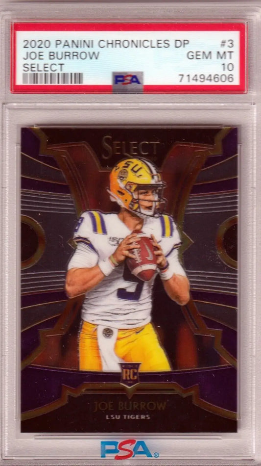 PSA 10 Gem Mint Joe Burrow 2020 Panini Chronicles Select RC Rookie football card for sale