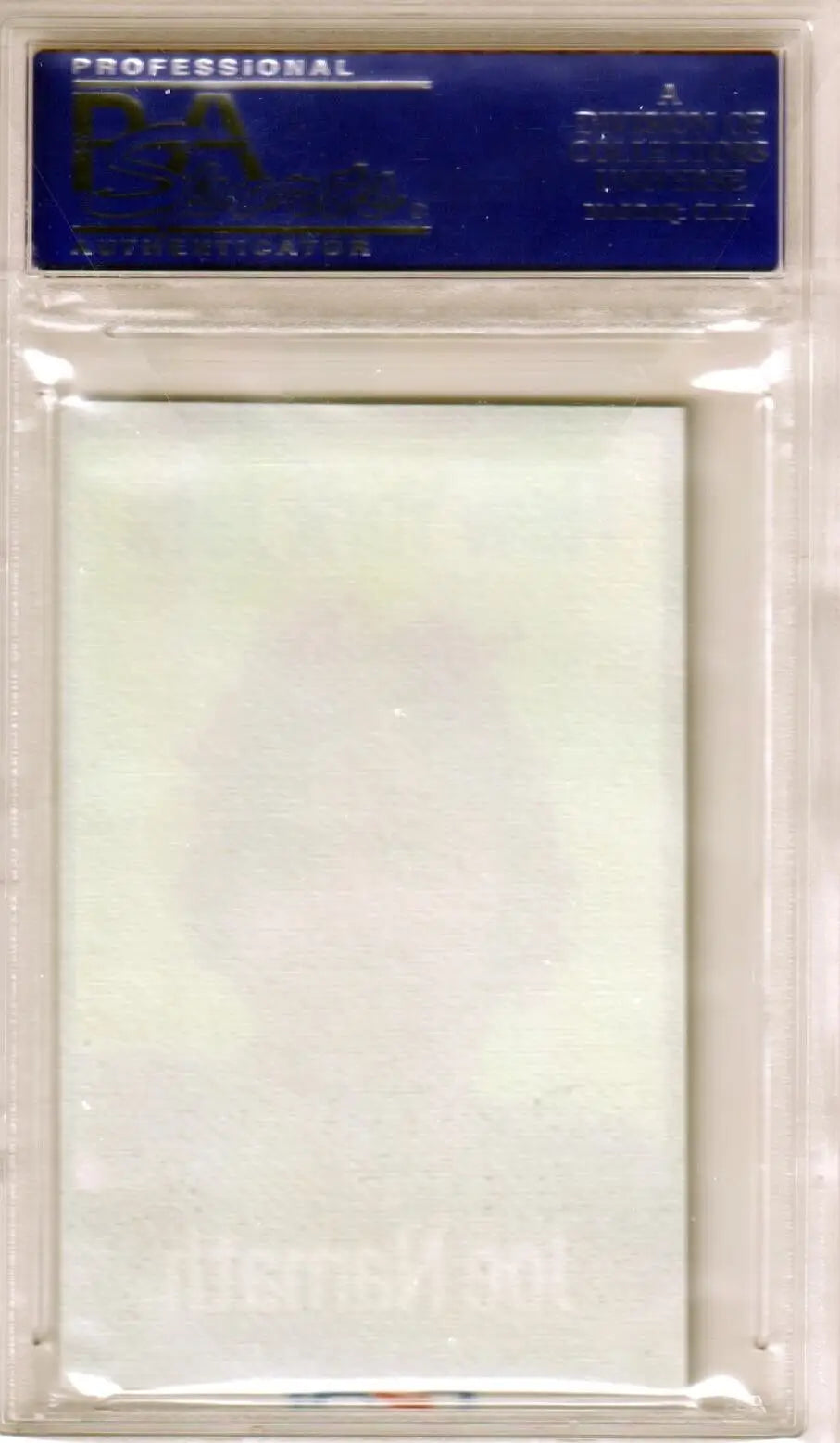 Clear plastic card sleeve for JOE NAMATH 1972 NFLPA Iron Ons single cards, Columbia Hobby