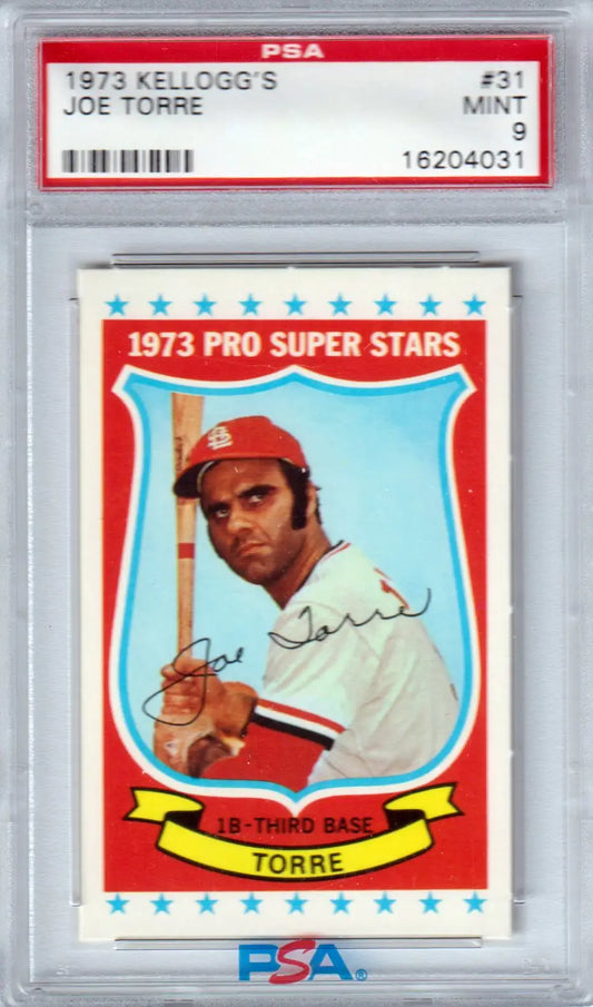 PSA-graded 1973 Kellogg’s Super Stars Joe Toree baseball card featuring Cincinnati Reds player