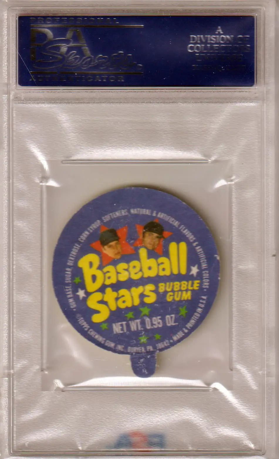 Vintage Baseball Stars bubble gum container in protective case from Topps Candy Lids