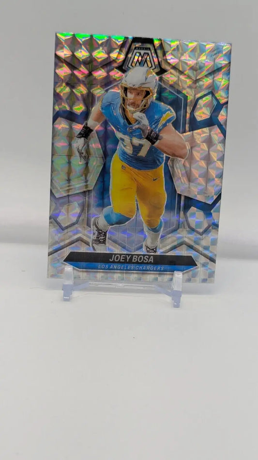 Joey Bosa 2024 Mosaic Football Silver Mosaic LA Chargers card from Panini Mosaic