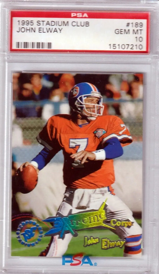 PSA 10 Gem Mint John Elway 1995 Stadium Club football card Bronco quarterback single cards