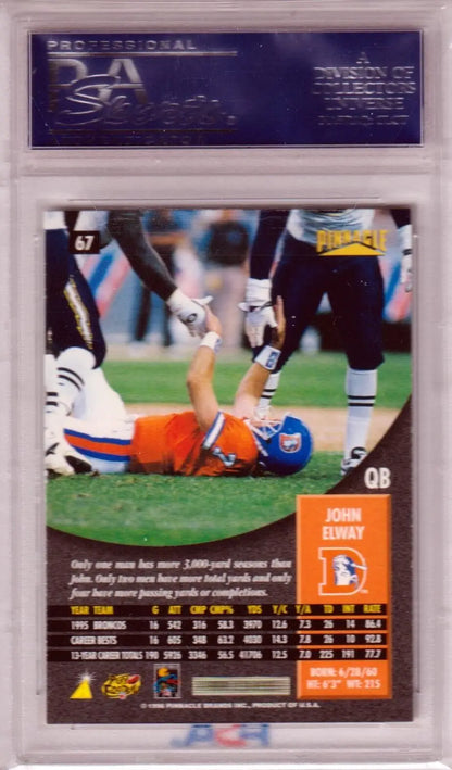 JOHN ELWAY 1996 Pinnacle #67 Football card in GEM MINT condition, perfect for Columbia hobby