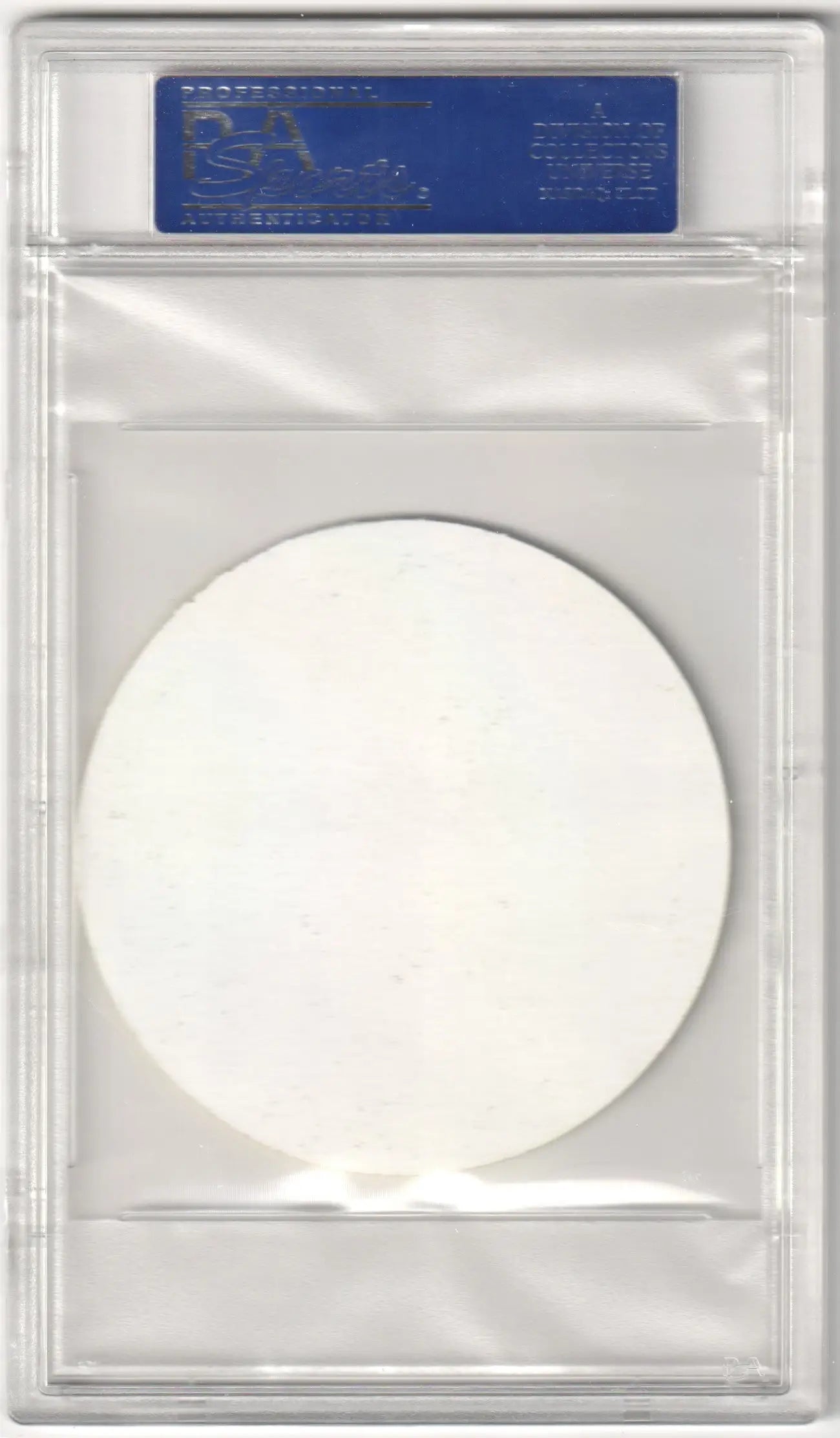 Clear plastic holder with round white insert and blue label for John Havlicek Carvel Discs