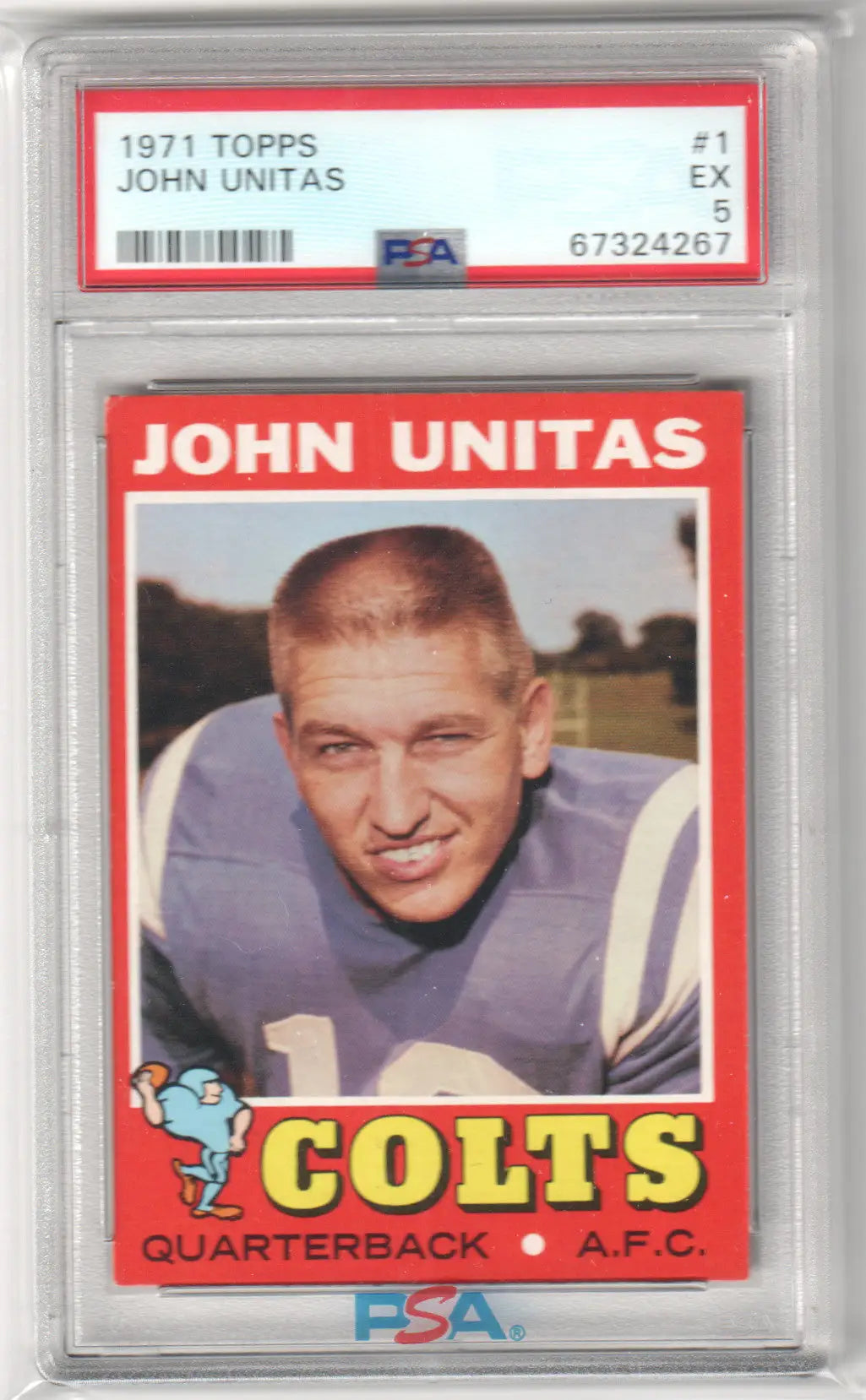 PSA-graded 1971 Topps John Johnny Unitas Colts football card from Columbia Hobby