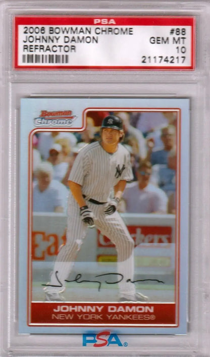 PSA 10 GEM MINT Johnny Damon 2006 Bowman Chrome Refractor Yankees single cards from Columbia Hobby