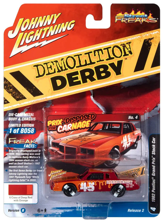 Die-cast Johnny Lightning model car in packaging for Street Freaks Ver featuring Demolition Derby