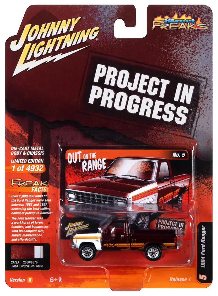 Toy car packaging of Johnny Lightning Street Freaks Ver B 1984 Ford Ranger model