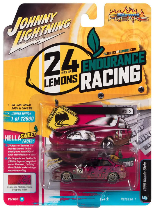 Die-cast model Honda Civic Magenta on card for Johnny Lightning Street Freaks Ver racing