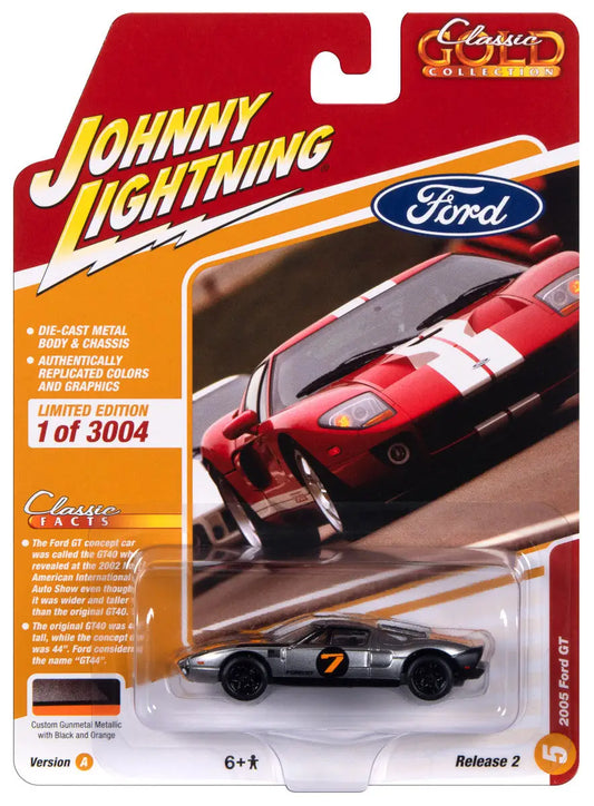 Die-cast model Ford GT in packaging from Johnny Lightning Classic Gold collection