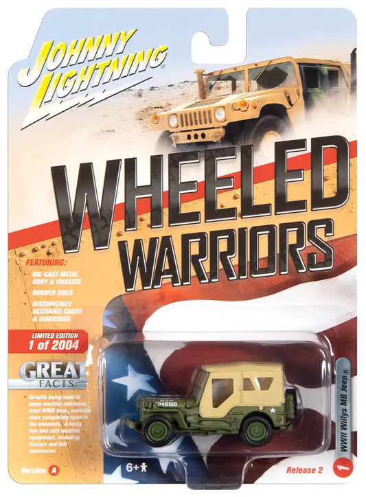 Johnny Lightning Wheeled Warriors WWII Willys MB Jeep toy vehicle in packaging