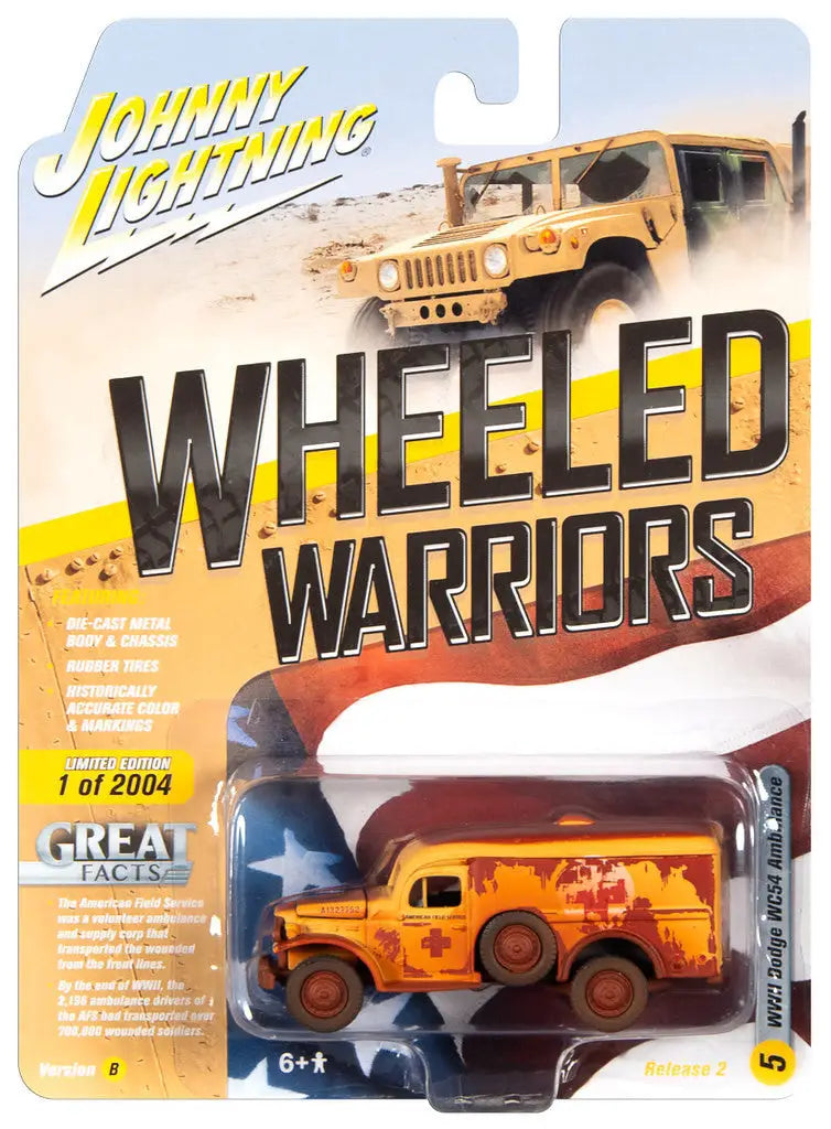 Die-cast model of a vintage yellow tanker truck from Johnny Lightning Wheeled Warriors