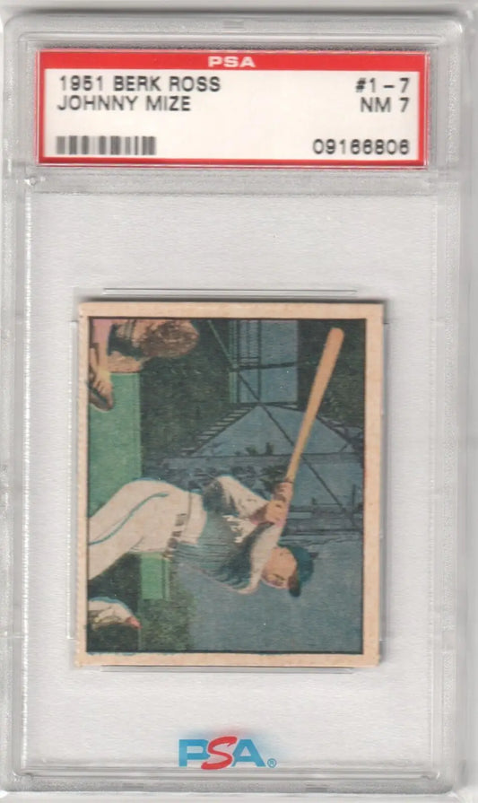 PSA-graded 1951 Bowman Johnny Mize baseball card at bat for Columbia Hobby single cards