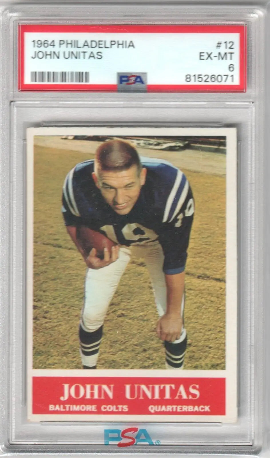 PSA-graded 1964 Philadelphia Johnny Unitas football card, single cards from Columbia Hobby