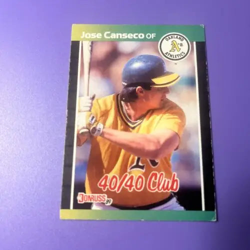 Jose Canseco 1989 Donruss baseball card from the 40/40 Club Athletics collection