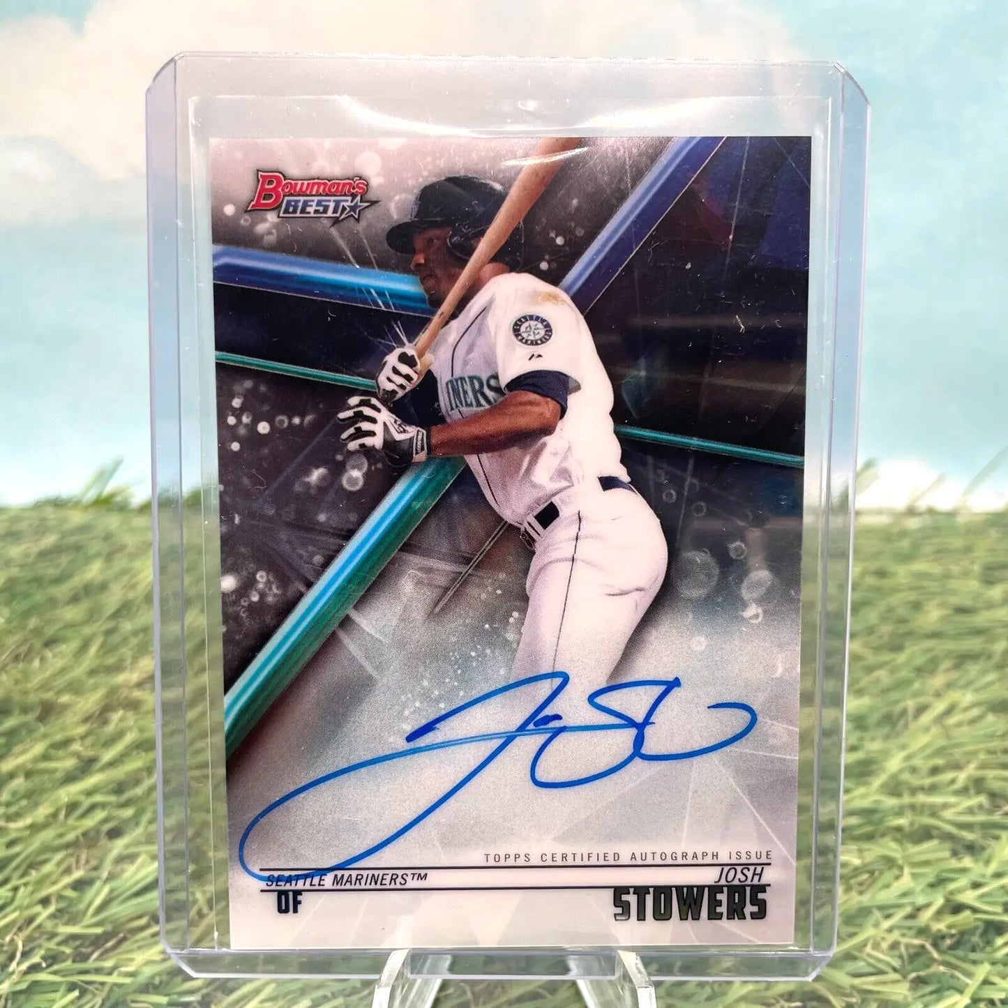 Josh Stowers autographed trading card from 2018 Bowman’s Best Seattle Mariners collection