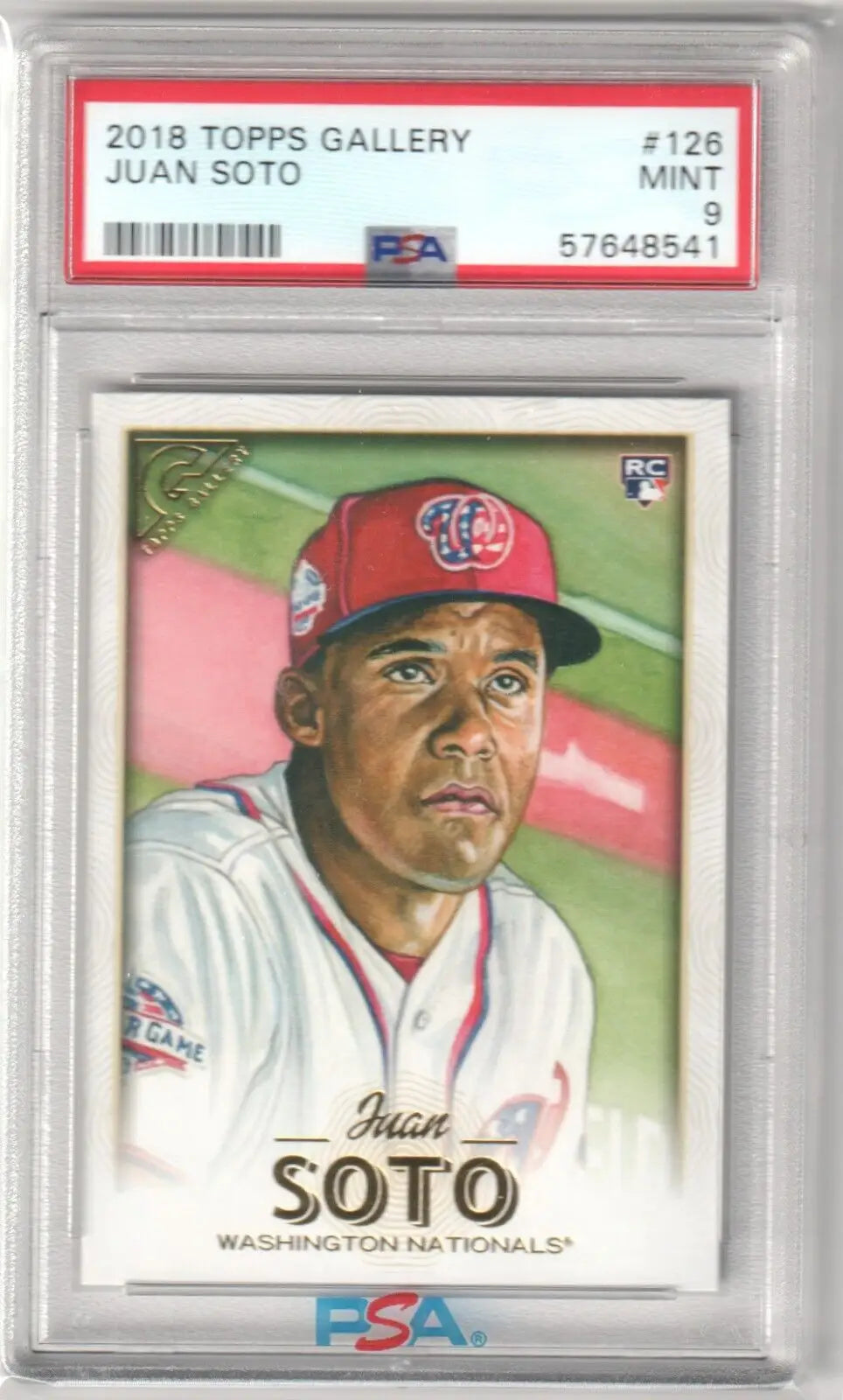 PSA-graded Juan Soto 2018 Topps Gallery RC Rookie baseball card for Columbia Hobby single cards