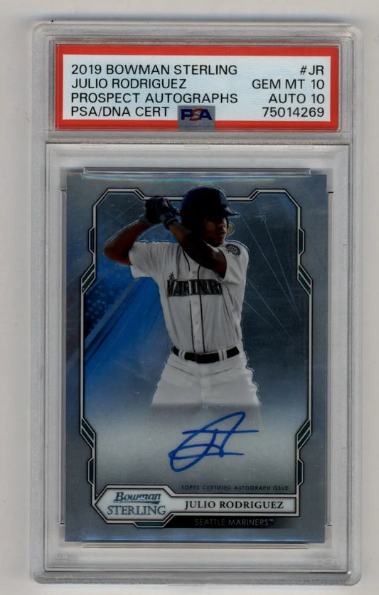 PSA-graded Julio Rodriguez 2019 Bowman Sterling Prospect Auto Gem Mint featured card