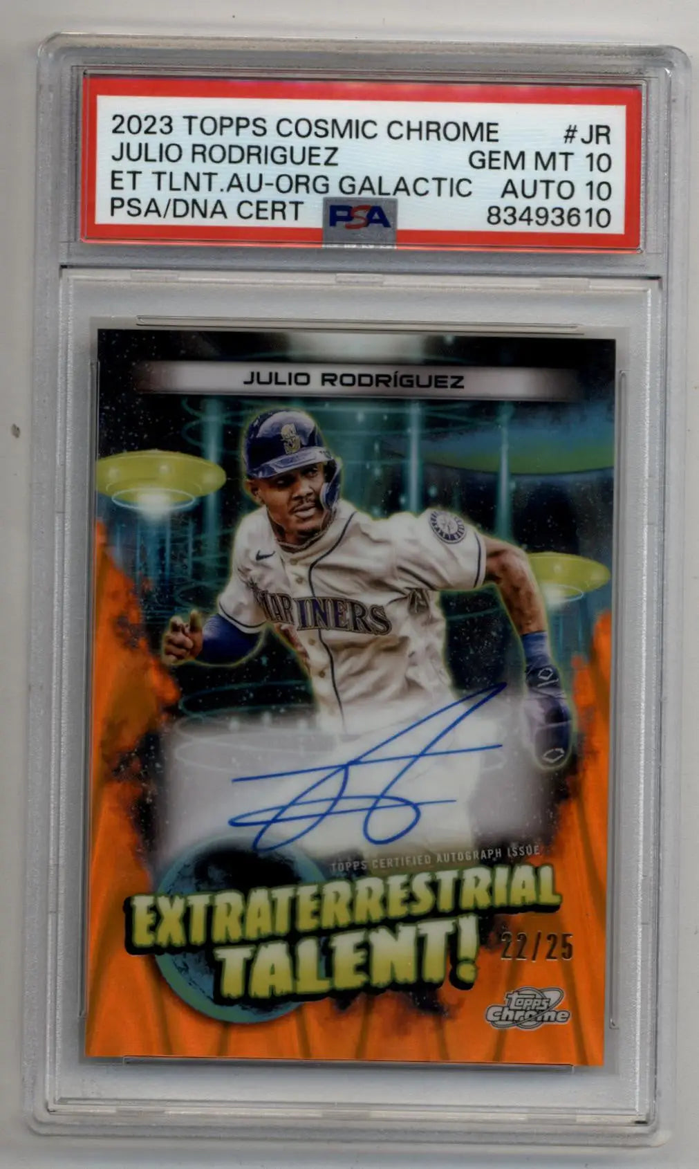 PSA 10 Julio Rodriguez 2023 Topps Cosmic Chrome Extraterrestrial Talent Auto in case