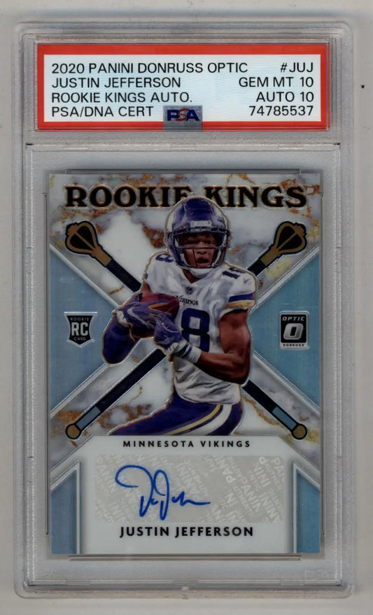 Justin Jefferson 2020 Donruss Optic Rookie Kings Auto 20/49 PSA 10 Gem Mint Card