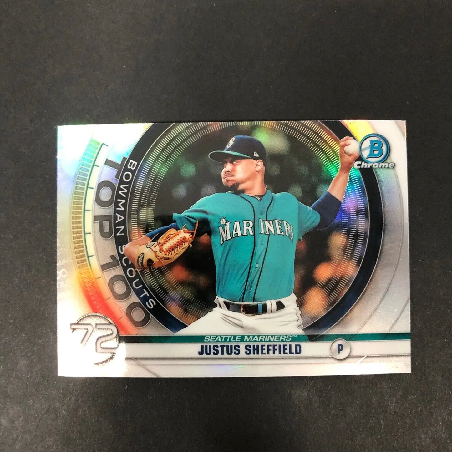 Justus Sheffield Bowman Chrome 2020 #BTP-72 baseball card for Seattle Mariners MLB