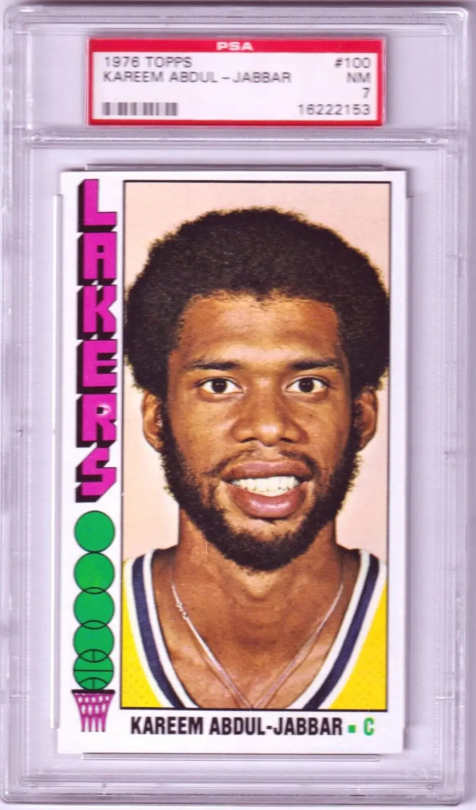 PSA-graded vintage Kareem Abdul-Jabbar 1976-77 Topps #100 single card from Columbia Hobby