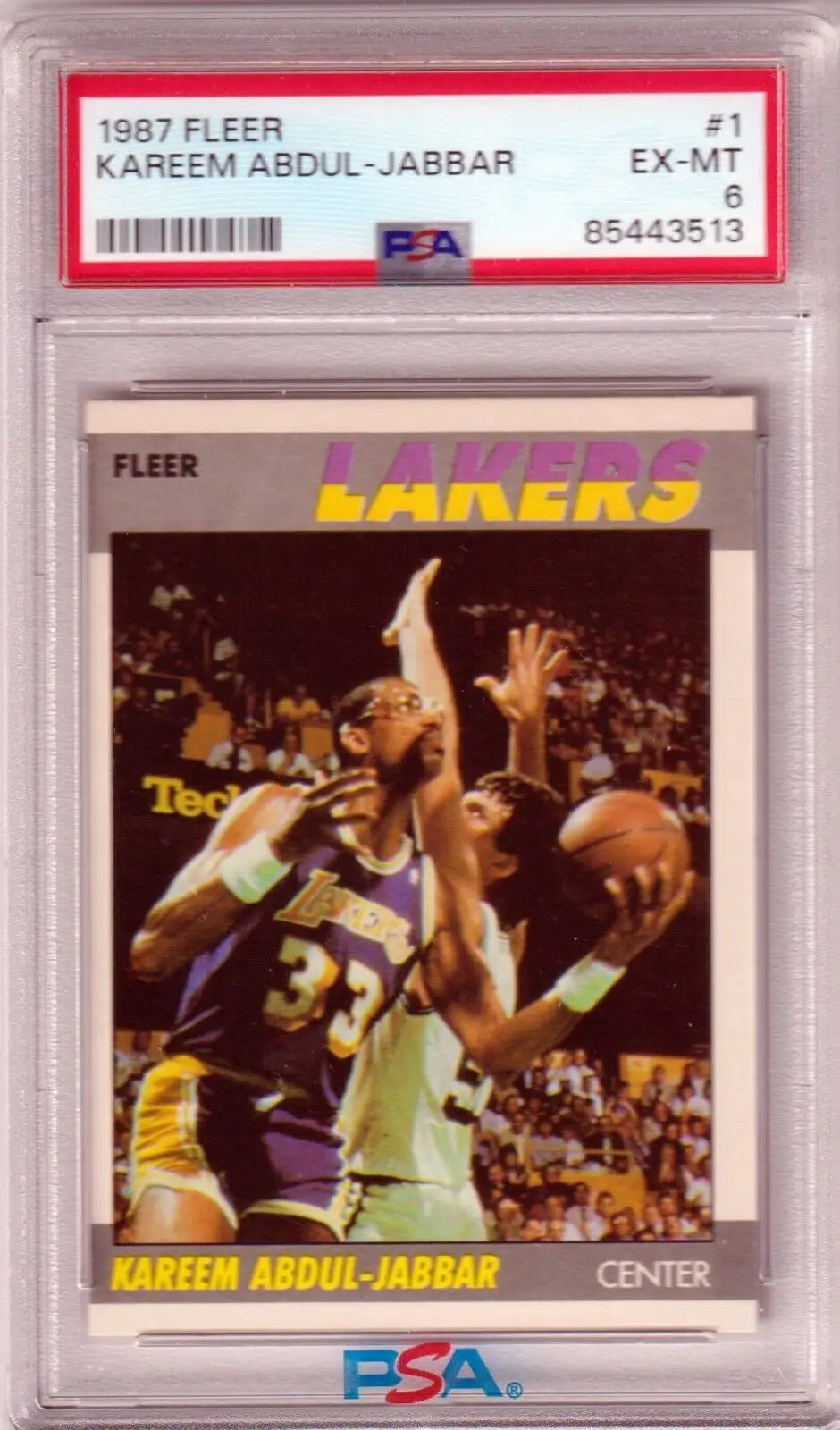 PSA-graded KAREEM ABDUL-JABBAR 1987 Fleer basketball card from Columbia Hobby, box free shipping