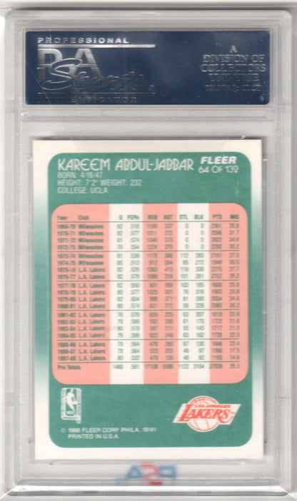 Graded Kareem Abdul-Jabbar 1988 Fleer #64 PSA 10 Gem Mint trading card at Columbia Hobby