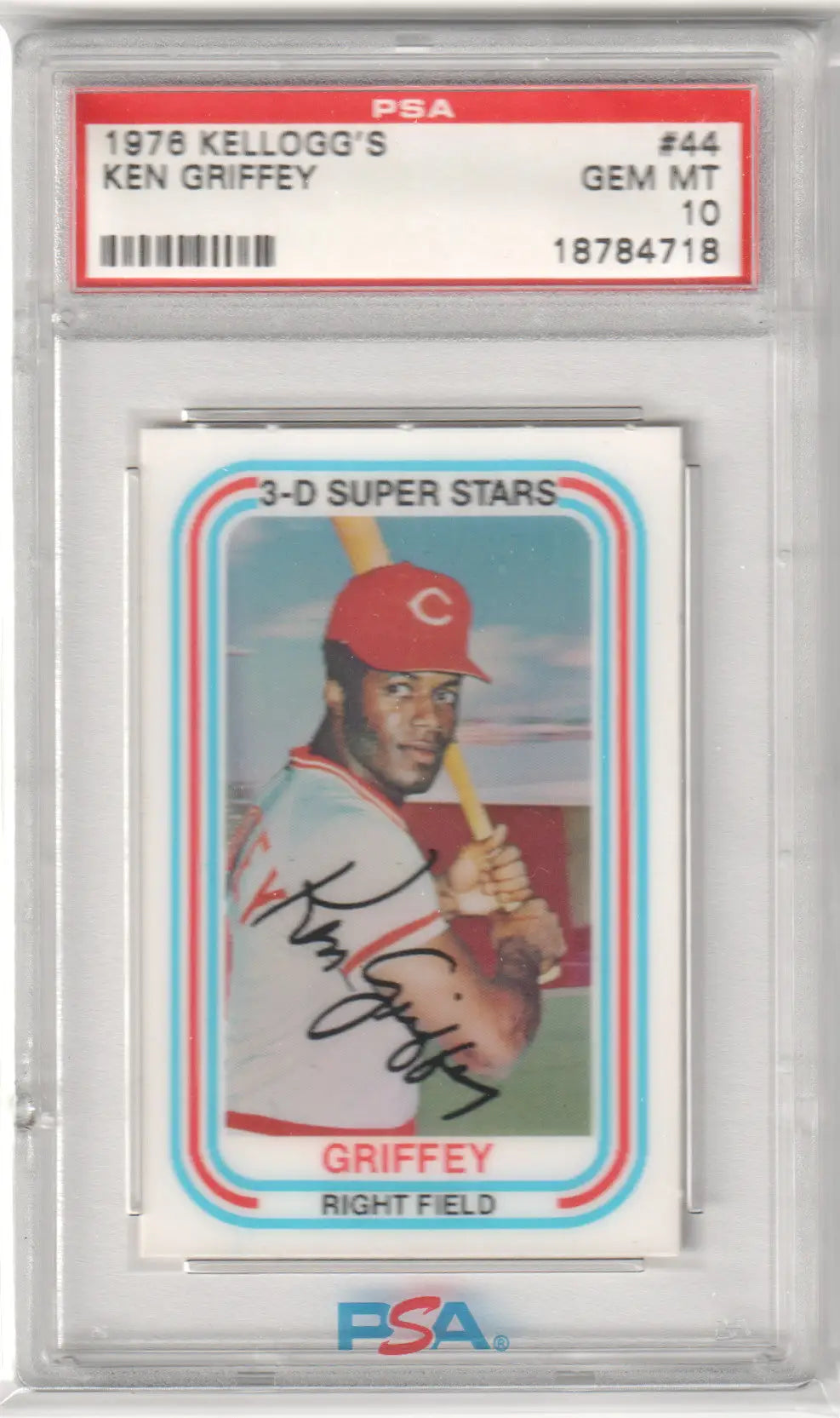 PSA-graded 1978 Kellogg’s baseball card of Ken Griffey with Cincinnati Reds in batting stance