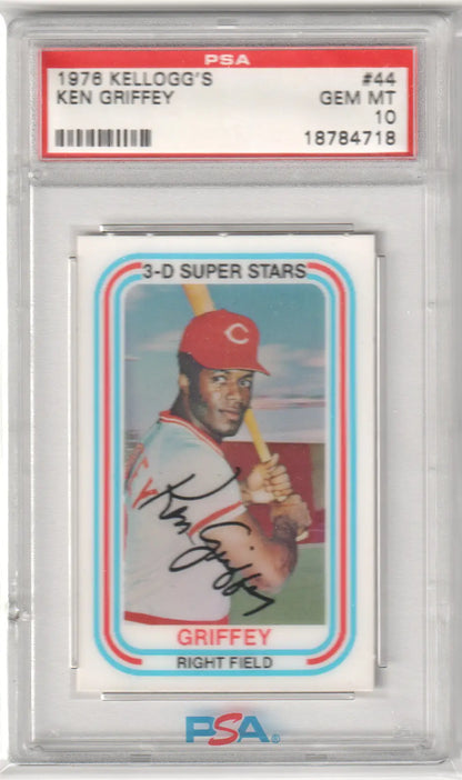 PSA-graded 1978 Kellogg’s baseball card of Ken Griffey with Cincinnati Reds in batting stance