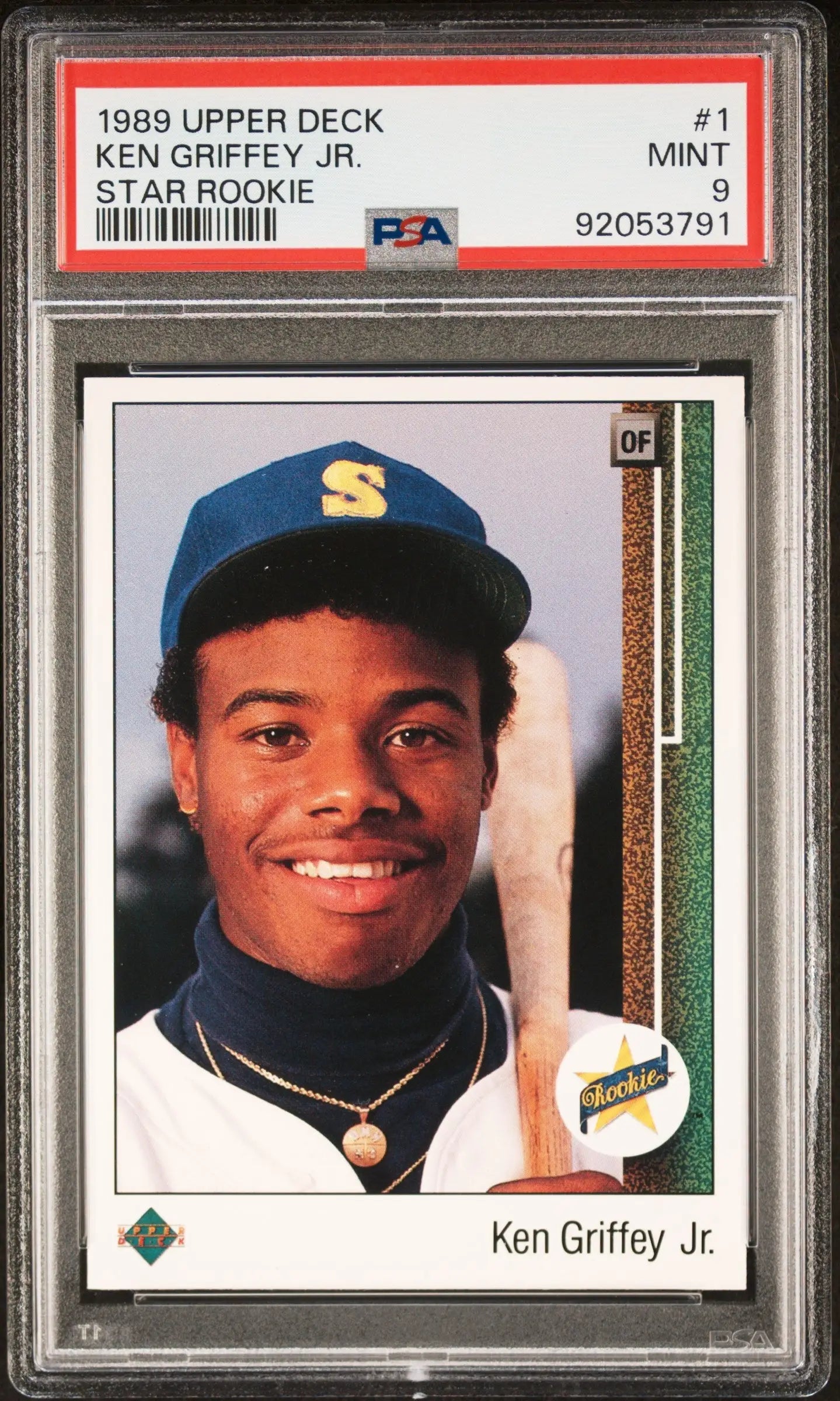 Ken Griffey Jr. 1989 Upper Deck #1 PSA 9 Mint baseball card featuring Mariners player