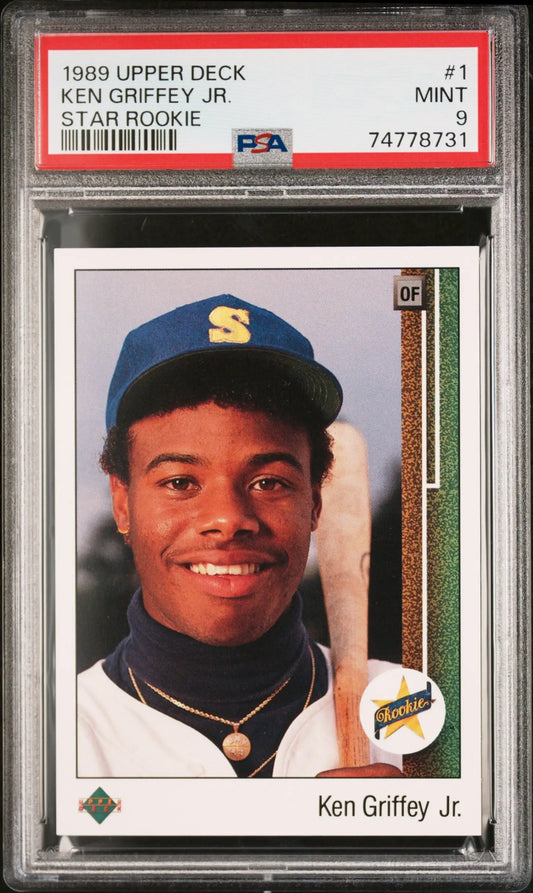 PSA graded 1989 Upper Deck Ken Griffey Jr. trading card in mint condition