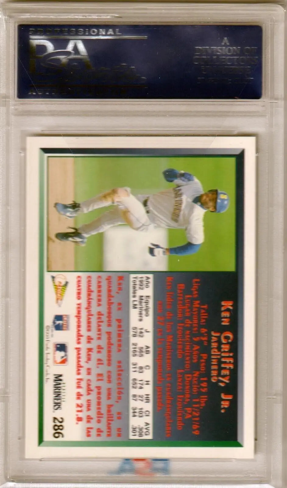 KEN GRIFFEY JR 1993 Pacific Spanish #286 PSA 10 GEM MINT baseball card in protective case