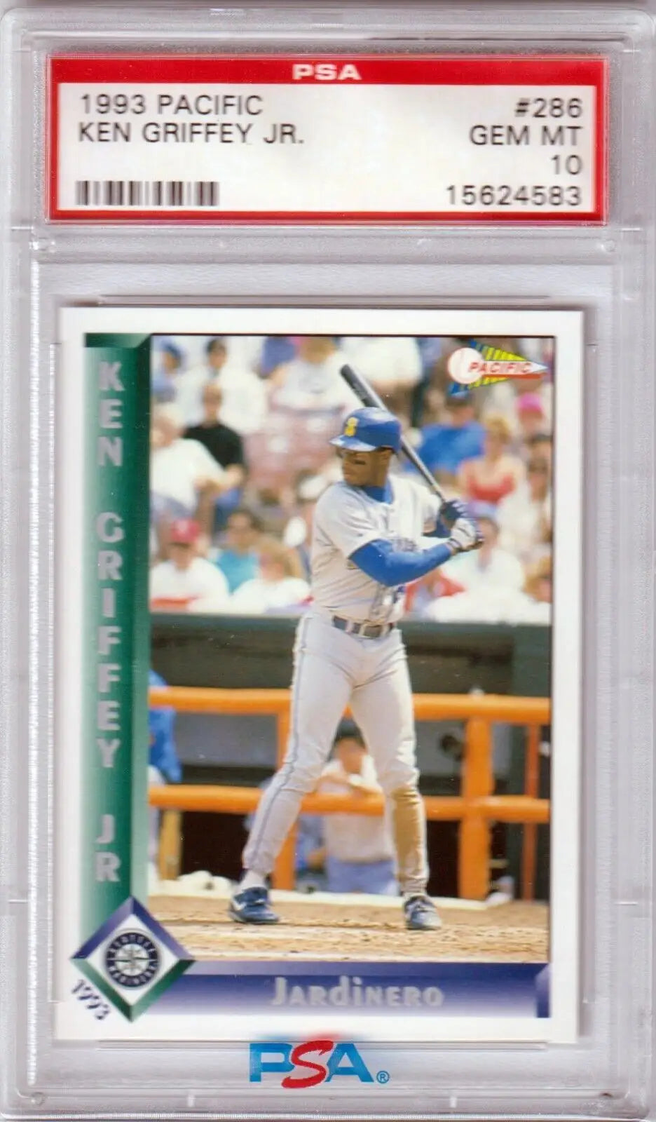 PSA-graded 1993 Pacific baseball card #255 in protective case for Ken Griffey Jr single cards